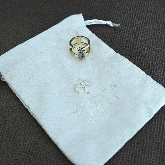 ✨️HP✨️ Kendra Scott "Elyse" Double✌️ Band Platinum Drusy Ring💍 - Picture 5 of 16